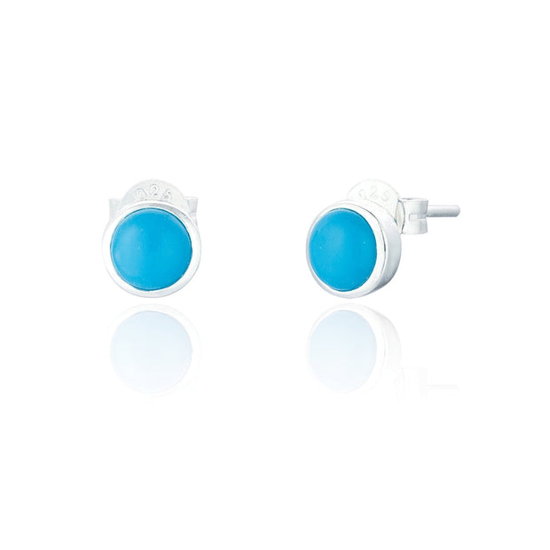 Spoke925 - Jemima Small Blue Turquoise Silver Stud Earrings