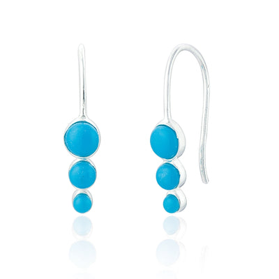 Spoke925 - Hama Blue Turquoise Silver Drop Earrings