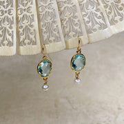 The Real Pearl Co. White Pearl, Aqua Crystal Drop Necklace & Earrings