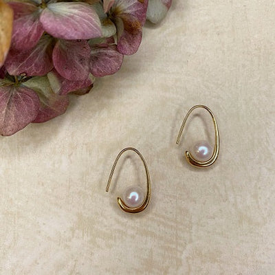 The Real Pearl Co. - Gold Plated & White Pearl Loop Earrings