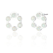 Spoke925 - Kendall White Opal Open Circle Silver Stud Earrings