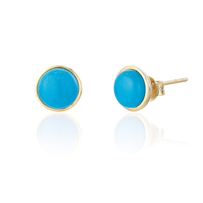 Spoke925 - Jemima Blue Turquoise Gold Plated Stud Earrings