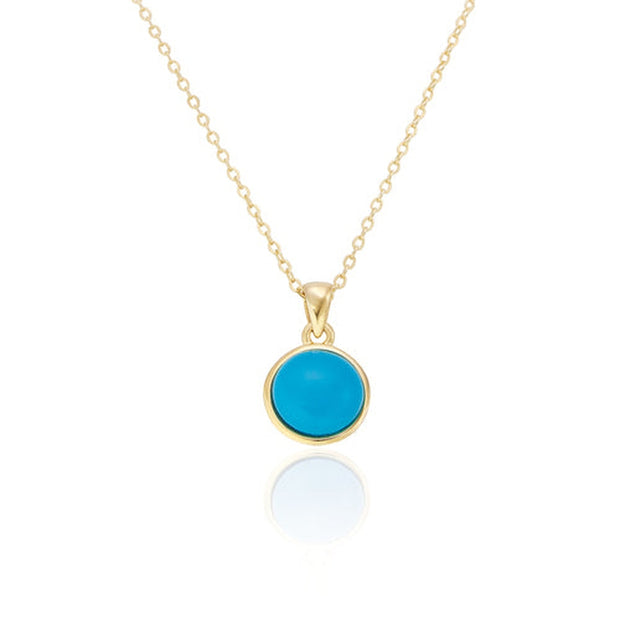 Spoke925 - Jemima Blue Turquoise Gold Plated Pendant on 18" Chain