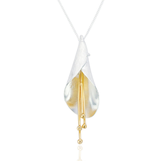 Spoke925 - Zara Cone Shaped Silver/Gold Pendant Necklace on 18" Chain