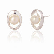 Spoke925 - Rachel Oval Swirl Silver Stud Earrings