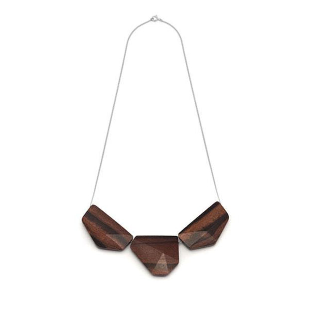 The Branch - Faceted Rosewood Bead & Silver Chain Necklace
