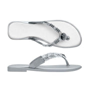 Holster Shoes - Silver Silicone and Diamante Flip flop