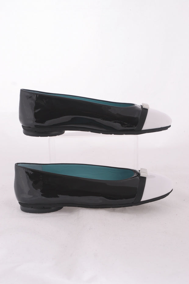 Thierry Rabotin - Ginevra Black and White Patent Flat Low Cut Ballet Pump