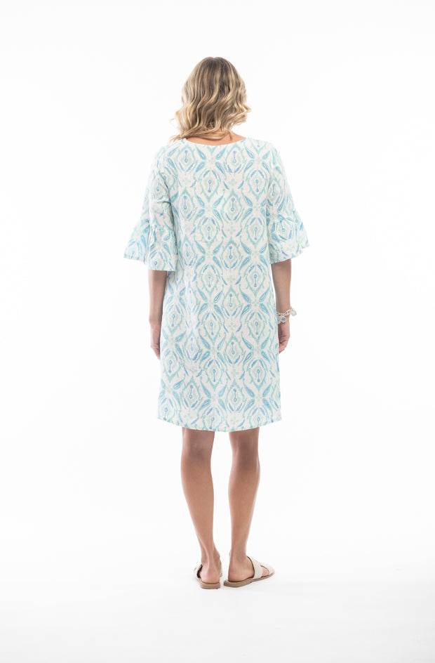 Orientique - Linen Dress with Frill Sleeve (7164)