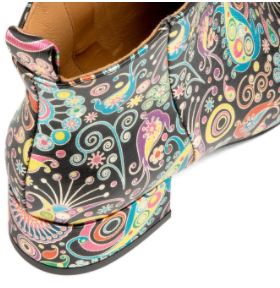 Embassy London - Iris Low Heeled Ankle Boot in Navy/Pink Bold Pattern