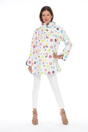 Oopera - Reversible Raincoat in Red With White and Colourful Bold Print