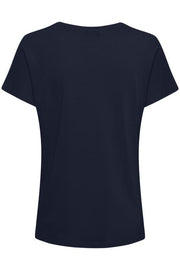 Part Two - Kato - Stylist Plain Linen Mix Round Neck Tee Shirt with Neckline Detail
