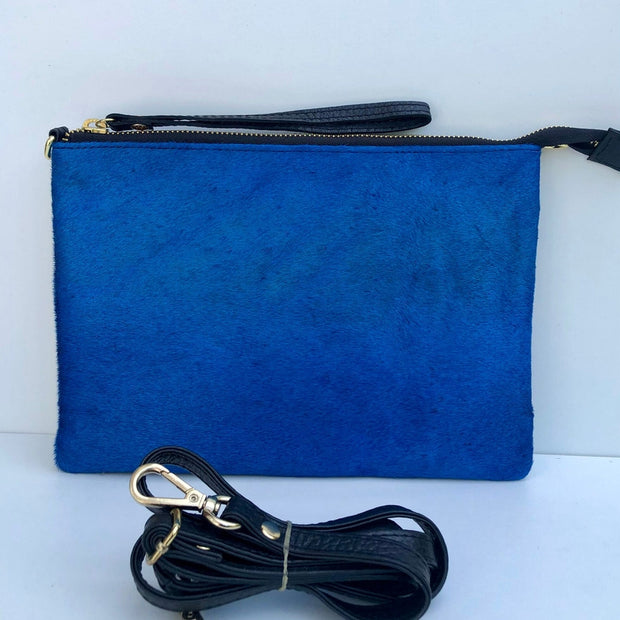 Hydestyle.London - Pony Hair Cobalt Blue Leather Shoulder/ Crossbody Bag - LB601