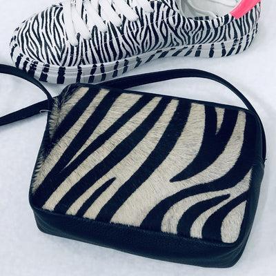 Hydestyle.London - Pony Hair Zebra Print Leather Shoulder/ Crossbody Bag - LB603