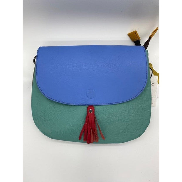Soruka - Lola - Reverse Flap Light Green, Lavender Blue & Burgundy Leather Shoulder/Cross body Bag