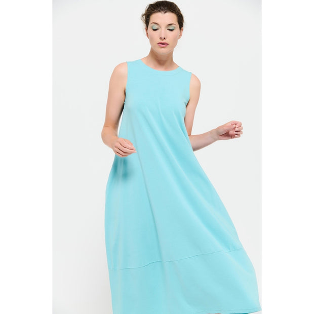 Mes Soeurs et Moi - Marsala - Long Sleeveless Cotton Dress in Denim Blue