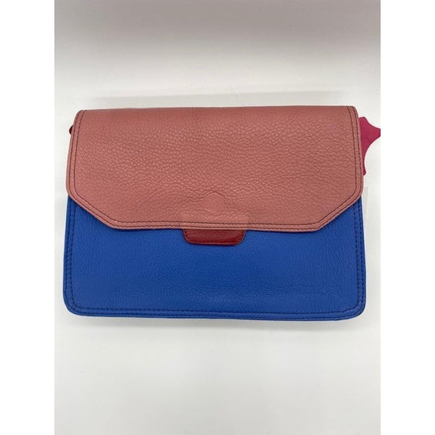 Soruka - Martina - Reverse Flap in Cobalt, Soft Pink and Teal Leather Shoulder/Cross body Bag