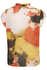 Soaked In Luxury - Millia Short Sleeve Blouse in Bright Watercolour Print