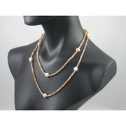 The Real Pearl Co. - Light Orange Swarovski Crystal Long Necklace