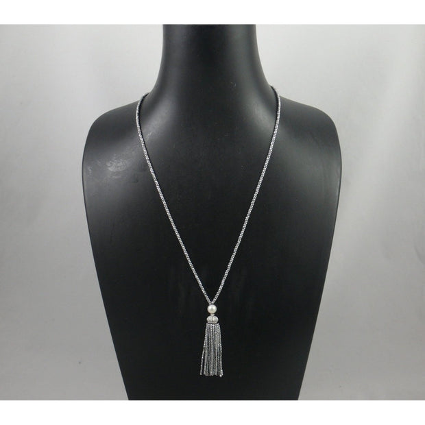 The Real Pearl Co. - Silver Hematite Long Necklace