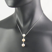 The Real Pearl Co. - Silver Chain Necklace with a Large White, Pink and Lavender Pearl Drop