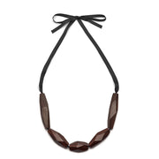 The Branch - Abstract Black Wood Bead Necklace