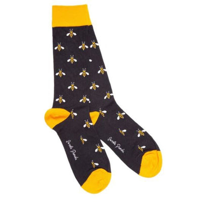 Swole Panda - Ladies Bamboo Socks - Navy with Bumblebee Design