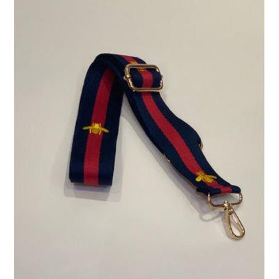 Kris-Ana Detachable Coloured Straps - Navy Stripe with Bee design (040)