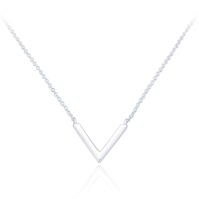Spoke925 - Vana V Shaped Silver Pendant Necklace
