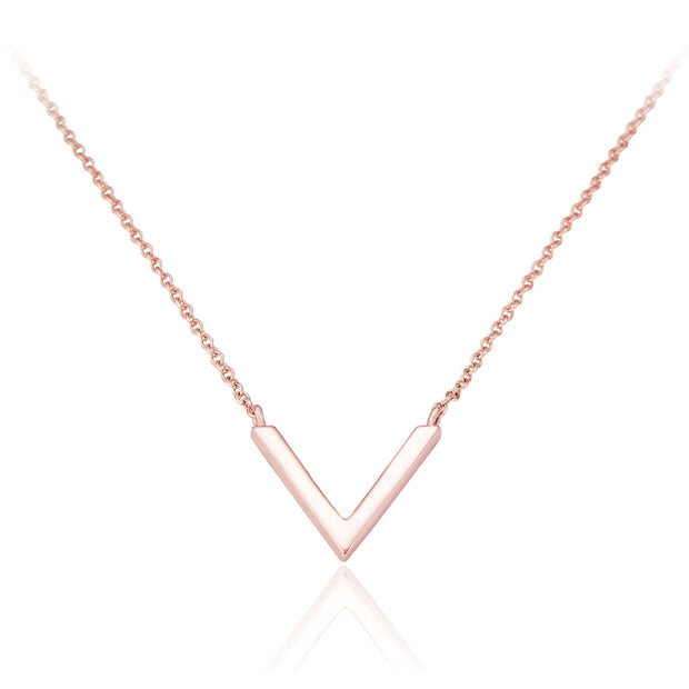 Spoke925 - Vana V Shaped Rose Gold Pedant Necklace