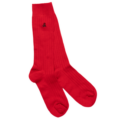 Swole Panda - Ladies Bamboo Socks - Classic Plain Red