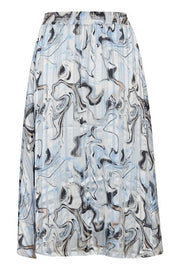 InWear - Reema Long Skirt with Elasticated Waist in Blue Marbling