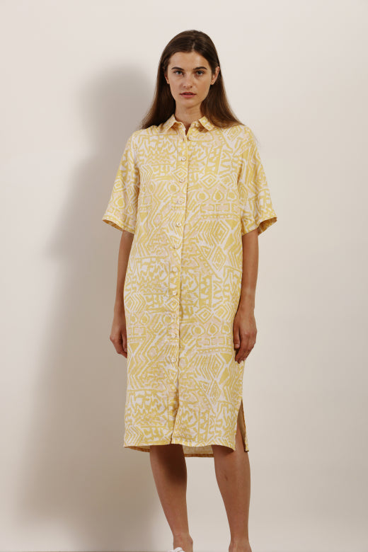 Mat De Misaine - Rochelle - Liberty Print Linen Shirt Dress with Belt