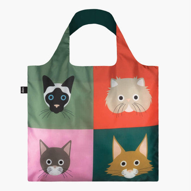 LOQI - Various Cats Print Recycled Shopping Bag