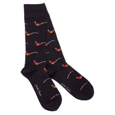 Swole Panda - Unisex Bamboo Socks - Black with Pheasant Design