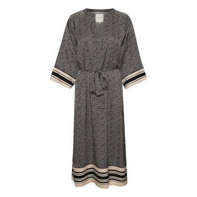 Part Two - SarisaPW 1/2 Sleeve Dress in Black Herringbone Print