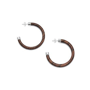 The Branch - Slim Rosewood Hoop Earring with Silver Ends