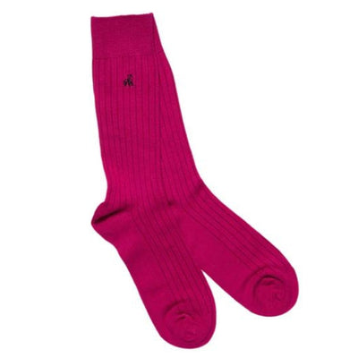 Swole Panda - Ladies Bamboo Socks - Classic Ribbed Cerise Pink