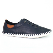 Lunar Shoes - St Ives Leather Plimsoll in Navy