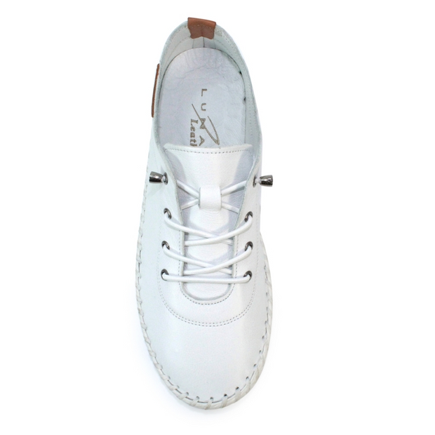 Lunar Shoes - St Ives Leather Plimsoll in White