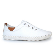 Lunar Shoes - St Ives Leather Plimsoll in White