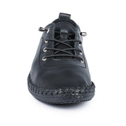 Lunar Shoes - St Ives Leather Plimsoll in Black