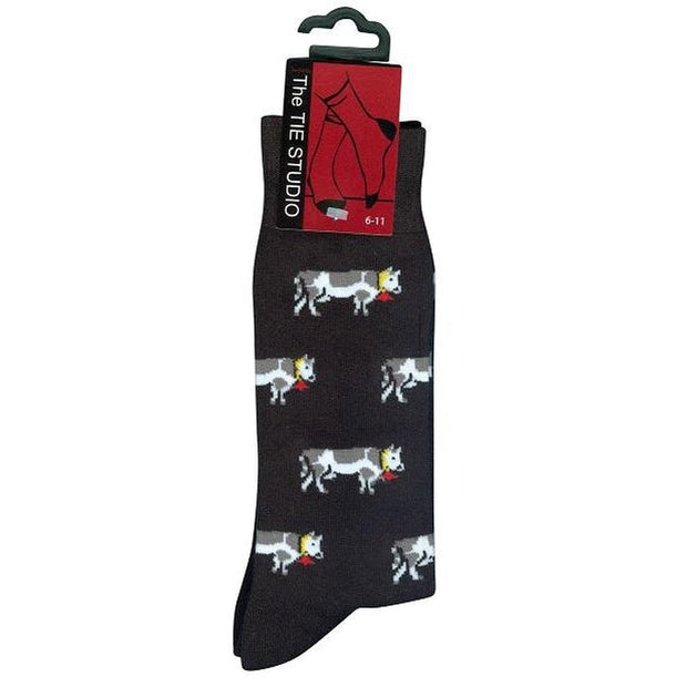 The Tie Studio - Men's Socks - Cows on Black