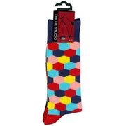 The Tie Studio - Men's Socks - Multi-Coloured Hexagons on Navy