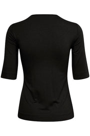 InWear - ZollyIW Black V Neck 1/2 Sleeve Stretch Top