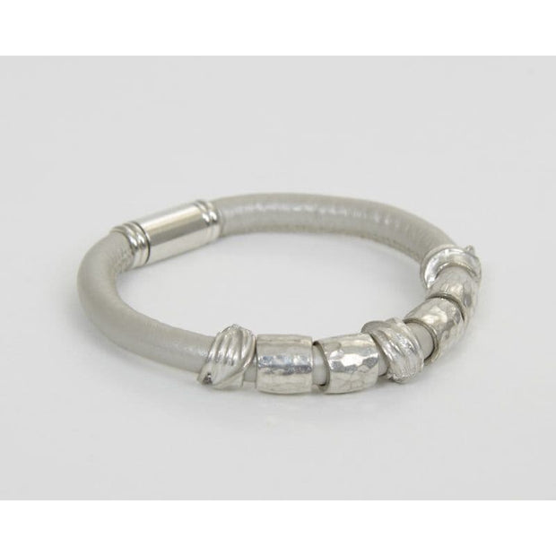 STRATA - Achilles - Nappa Leather Bracelet with Pewter Beads