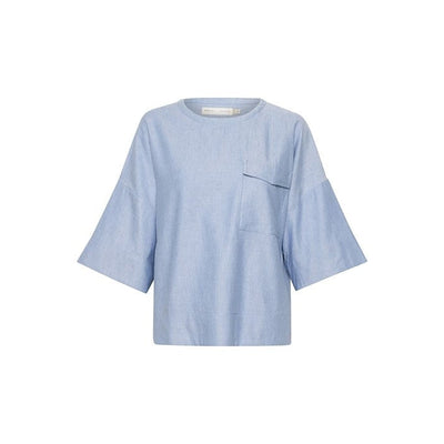InWear - KeiIW 3/4 Sleeve Box Fit Top in Chambray Blue