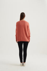 Tirelli - Oversized Split Hem Jumper in Flamingo (K2556)