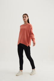 Tirelli - Oversized Split Hem Jumper in Flamingo (K2556)