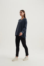 Tirelli - Oversized Split Hem Jumper in Orient Blue (K2556)